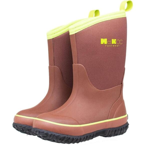 MCIKCC Kids Rubber Rain Boots Waterproof Solid Classic Pull On Snow Wellies Boot - Picture 1 of 7